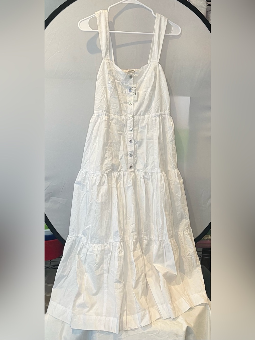 Madewell White Tiered Button Maxi Sundress